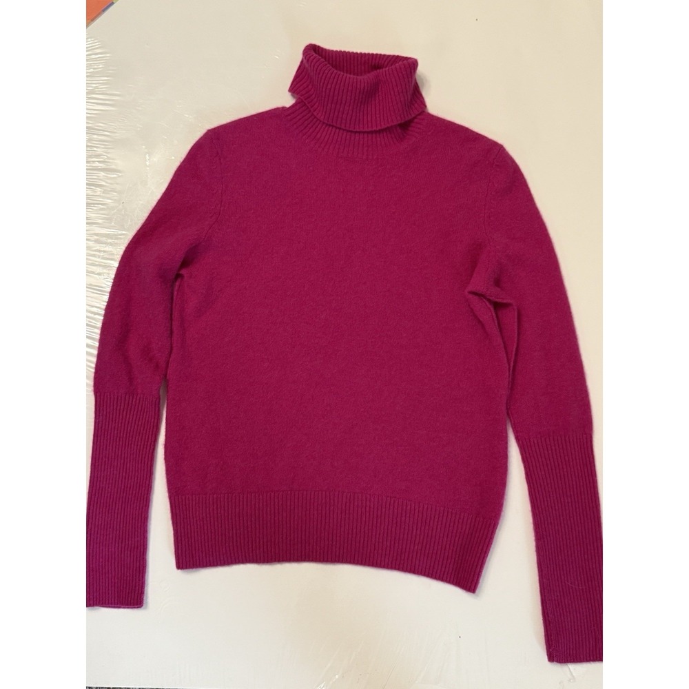 Aqua Cashmere 100% Cashmere Sweater Turtleneck Fuchsia Pink